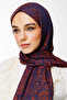 Henna Pattern Double-Sided Shawl Navy Blue-Onion Shell