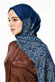 Nora Pattern Double Sided Shawl Navy Blue-Water Green - 2