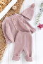 Knitwear Cardigan Beret Unisex Winter Hat Baby Set - 2
