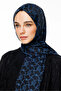 Marrakech Pattern Double-Sided Shawl Black-Indigo - 3