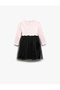 Cotton Bow Detail Tulle Skirt Long Sleeve Dress - 2