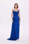 Women's Satin Evening Dress Cobalt Blue Dress - 4