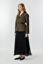 Andera Dark Khaki Jacket with Leather Belt Detail - 3