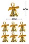Mini Bell Ornaments - 6Pcs, Ringing Bell Gold with Ribbon with Golden Yellow Bells, Christmas Pine Tree Ornament - 3