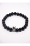 Shiny Onyx Men's Bracelet with King's Crown Figure