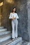 Gray Flared Leg Trousers - 4