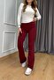 Burgundy Stretchy Shaping / Sculpting Leggings Pants Fleece-Lined - 3