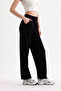Women's Lycra Double Pocket Elastic Waist Velcro Closure Loose Cut Black Palazzo Pants - Vs4000 - 3