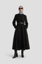 Black Top Coat - Pleated and Belted, 24K8002 Model