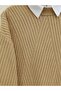 Knitted tunic with diamond pattern - tan - 2