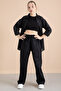 Black Girl's Stone Detailed Cropled 3 Piece Set 20385 - 3
