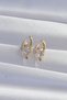 Brass Gold Color Large Zircon Stone Curved Minimal Butterfly Hoop Earrings - 3