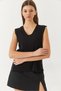 Women's Black V-Neck Knit Sweater with Slit Detail 60261444 - 3