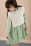 Girl's Muslin Dress with Green Flower Embroidered Sweater 20482 - 4