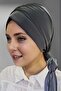 Women's Luxury Sandy Fabric Tied Pleated Hijab Bonnet Shawl - 4