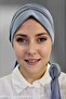 Women's Luxury Sandy Fabric Tied Pleated Hijab Bonnet Shawl - 5
