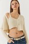 Women's Ecru Cardigan Crop Athlete Two-Piece Knitwear Set 60261447 - 4