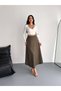 Women's Suedekhaki Green Flared Skirt - 4