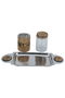 Al Saif Gallery steel incense burner set, 29.5 x 14 x 11.5 cm, 3 pieces, Tofariya, cylindrical - silver