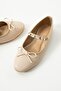 Rosie Stone Detail Beige Ballerinas - 2