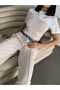 Denim Tracksuit Set with Belt and Lacing Detail - S - 3