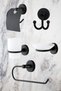 Black Covered Toilet Paper Holder/Bathrobe Hanger/Paper Towel Holder/Soap Dispenser/Toothbrush Holder 5-Piece Bathroom Set