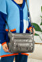 Women's Gray Nine-Compartment Soft Leather Crossbody Bag