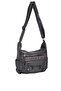 Women's Gray Nine-Compartment Soft Leather Crossbody Bag - 2