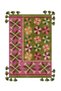 Leyla 1143 Green Pink Ethnic Flower Themed Fringed Woven Base Carpet