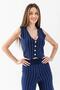 Vest, Pants, Top, Knitwear Set 12411 Navy Blue - 8