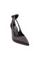 Black Satin - Women's Ankle Strap Thin Heeled Shoes - 2
