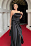 Atlas Fabric Strapless Evening Dress - Black - 4