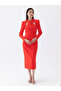 Padded Tie Collar Midi Dress