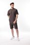 Brown Embroidery Detailed Men's Shorts T-Shirt Set E7305 - 2