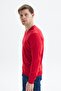 Ar-Ma Men's Red Knitwear Sweater V-Neck Slim Fit 100% Pima Cotton Basic Knitted K9Kro0852 - 4