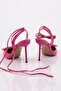 Women's Round Stone Detailed Heeled Shoes Fuchsia 61772859 - 3