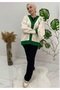 Cardigan elegant cu text alb-verde - 5