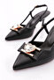 Women's Heart Stone Decorated Heeled Shoes Black 3531103539 - 4