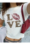 Women's Love Printed Crop Blouse