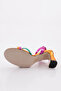 7550 Women's Cross Strap Heeled Shoes Orange Metallic - 5