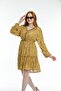 Women's Mustard Printed Ruffle Dress 51108 - 2