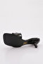 7206 Women's Large Stone Embroidered Heeled Slippers Black Patent Leather - 5