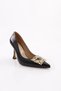4502 Women's Pointed Toe Crystal Jewelled Buckle Goblet Heel Shoes - 2