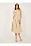 Solid Sleeveless A-Line Midi Dress - 2