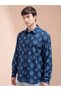 Printed Oversized Collared Shirt with Pockets - 4