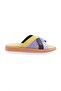Women's Cross Strap Slippers Genuine Leather Yellow Navy Purple Silver 31433244