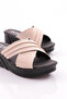 2132-22Y Women's Cross Strap Slippers Beige - 4