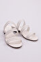White Oval Toe Women's Slippers - 3 Strips 16122342674 - 2
