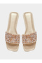 Embellished Strap Slip on Flat Sandals - 5