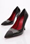 132 Women's High Heel Shoes Black Red Patent Leather - 4